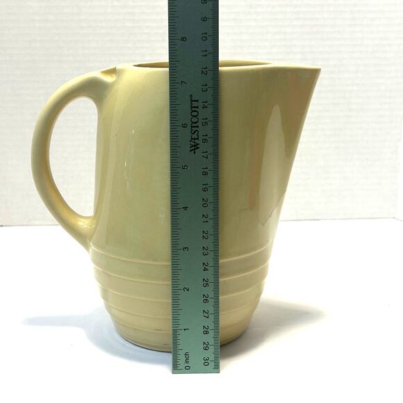 Vintage Hall Art Deco Yellow Ceramic Refrigerator Pitcher - Picture 9 of 10